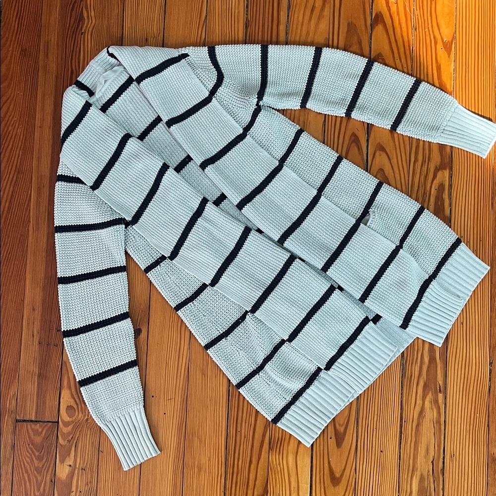 Athleta Gray and Navy Knit Shawl Collar Cardigan